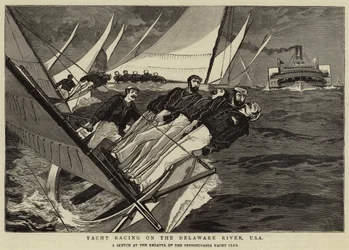 Yacht racing on the Delaware River, USA